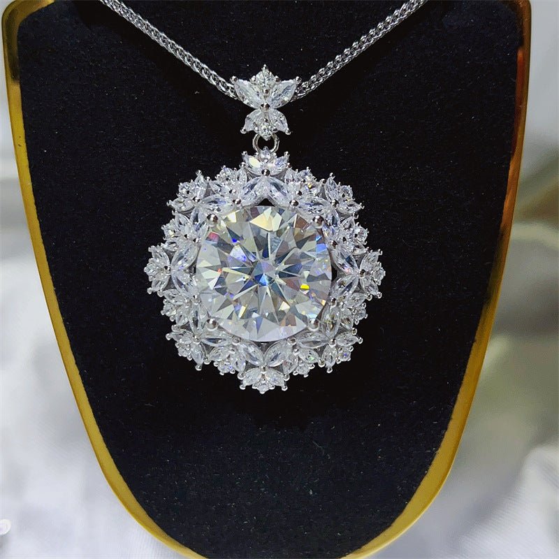 10 Carat Halo Cluster Moissanite Pendant Necklace – image 1