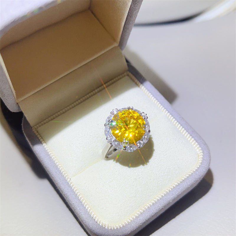 5 Carat Colored Moissanite Halo Ring for Women, Round Micro Pave Engagement Ring, U Shape Band, Sizes 9-20 – view 1