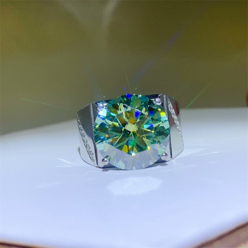 Men's Green Moissanite U-Shape Ring – image 1