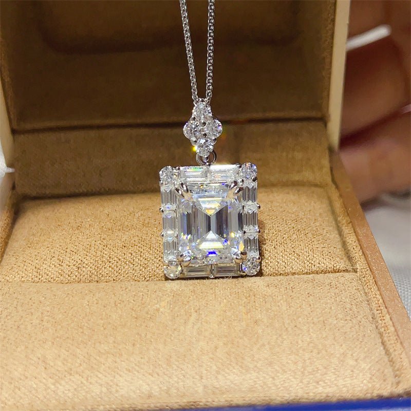 5 Carat Emerald-Cut Moissanite Halo Necklace – image 1