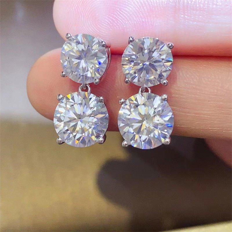 10 Carat White Moissanite Drop Stud Earrings for Women in Silver Tone – view 1