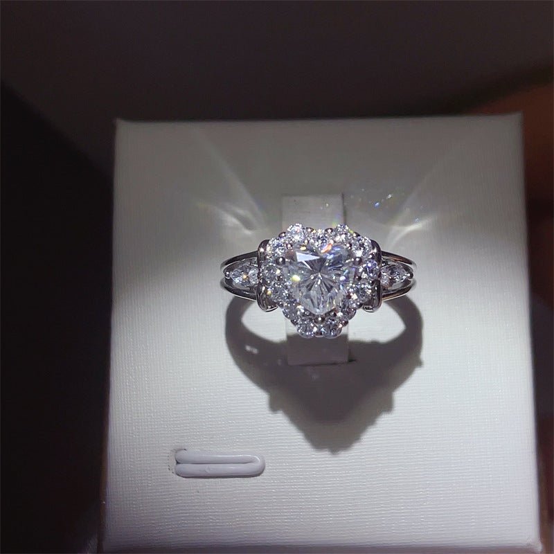 1 Carat Heart Cut Moissanite Halo Ring for Women – Geometric Engagement, Promise or Wedding Ring – view 1