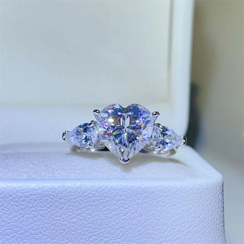 Heart Cut Moissanite Ring for Women, D Color VVS1 Engagement Ring, 1 Carat 2 Carat 3 Carat Promise Ring – view 1