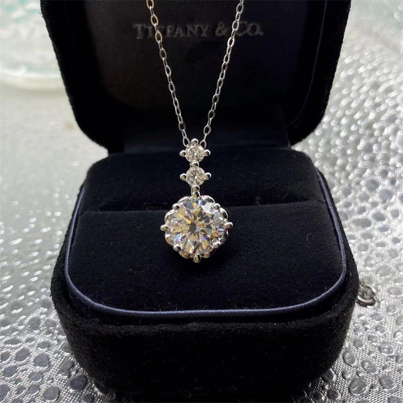 Moissanite Pendant Necklace, Round Cut Sparkle Pendant, 1ct 2ct Options – view 1