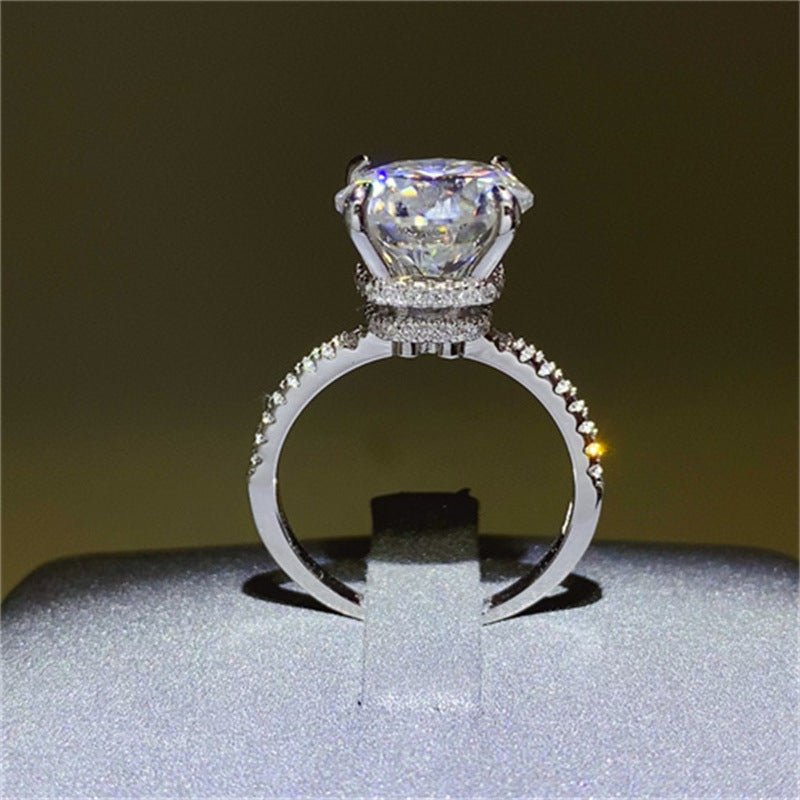 5 Carat Moissanite Ring for Women, D Color Hidden Halo Engagement Ring – view 1