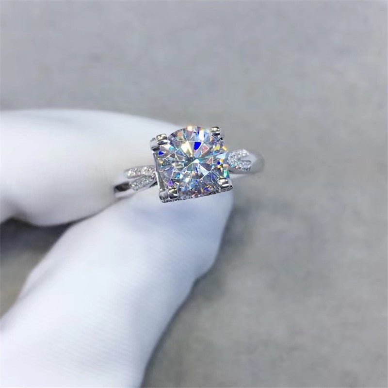 Moissanite Ring for Women, Solitaire Engagement Ring with Pavé Band, 0.5ct to 3ct – view 1