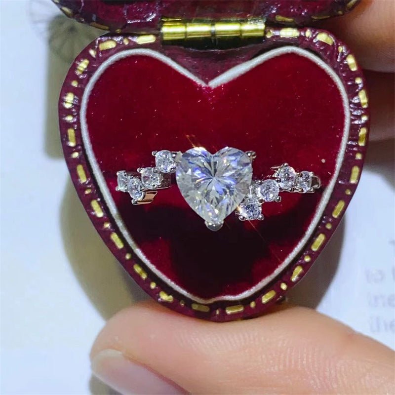 Heart Cut 1 Carat Moissanite Ring for Women, D Color VVS1 Promise Ring, Engagement Ring, Geometric Side Stone Band, Sizes 9-20 – view 1