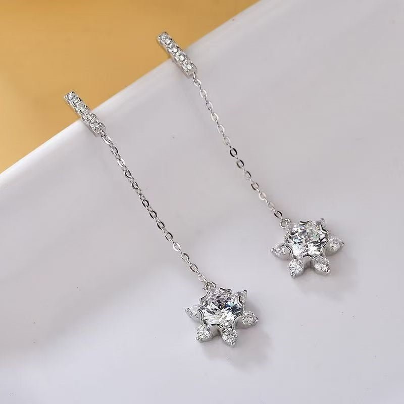Moissanite Snowflake Drop Earrings – image 1