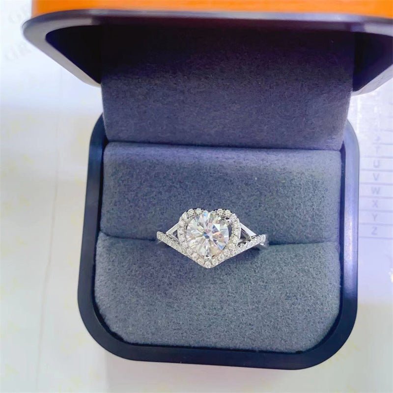 Heart Shape Moissanite Ring with Twisted Pavé Band, VVS1 D Color Engagement Style Ring – view 1