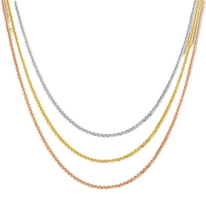 Twisted Chain Necklace for Women, Minimal Layering Neck Chain in White, Yellow and Rose Tone – view 1