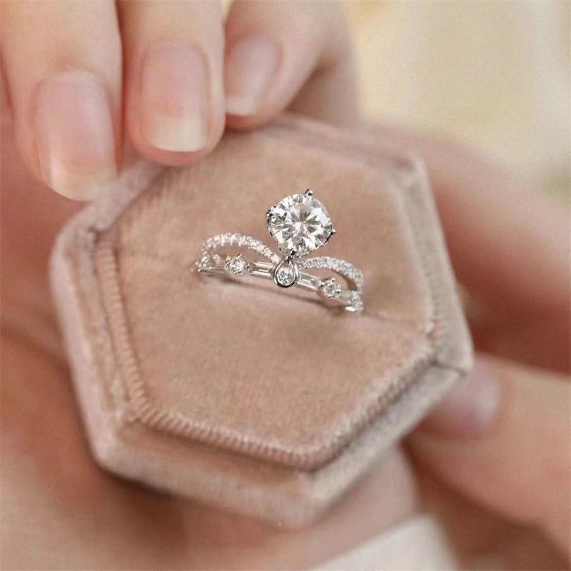 1 Carat Moissanite Crown Ring for Women, Tiara Style Wedding Ring, U-Shaped Engagement Ring – view 1