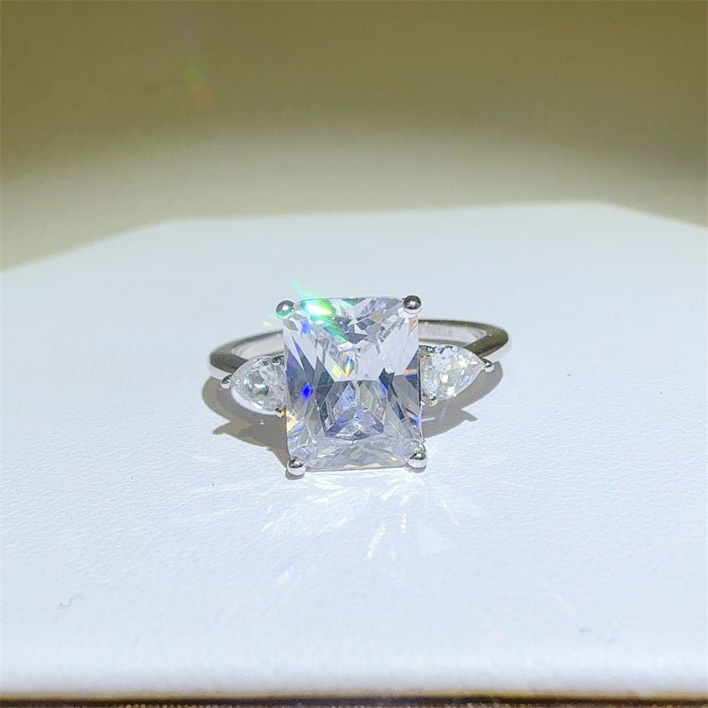Radiant Cut Moissanite Ring with Pear Side Stones for Women – view 1