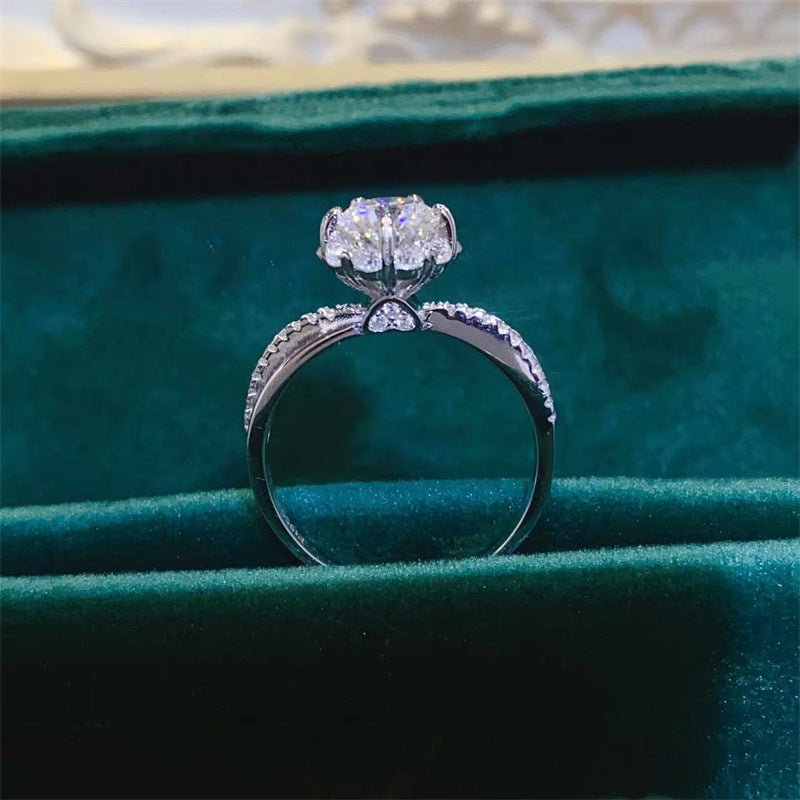 1 Carat Moissanite Ring for Women, U-Shape Pavé Engagement Ring, Solitaire Promise Ring – view 1