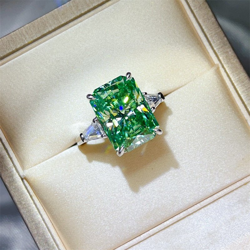 Mint Green Radiant Cut Moissanite Ring for Women, 5 Carat or 10 Carat Engagement Style Ring – view 1