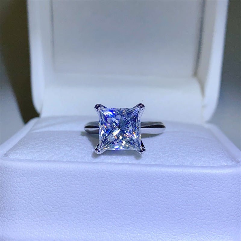 Princess Cut Moissanite Ring for Women, Geometric Solitaire Engagement Ring, 3 Carat or 5 Carat Square Ring – view 1