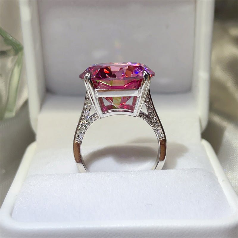 Pink Moissanite Halo Ring for Women, Oversized Geometric Statement Engagement Ring – view 1