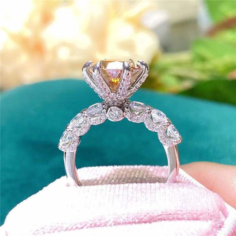3 Carat Moissanite Halo Ring for Women, Yellow or White Center Stone – view 1