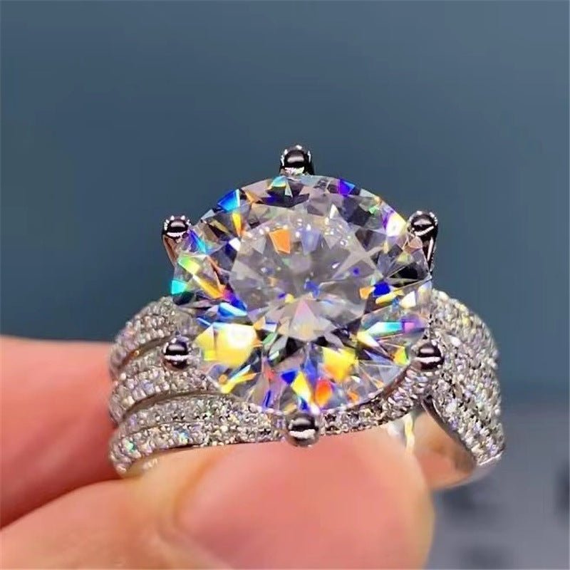 VVS Moissanite Ring for Women, Round Halo Style Engagement Ring, Split Shank Wedding Ring, 3 Carat or 5 Carat – view 1