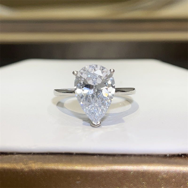 5 Carat Pear Cut Moissanite Ring for Women, D Color VVS1 Solitaire Engagement Ring – view 1