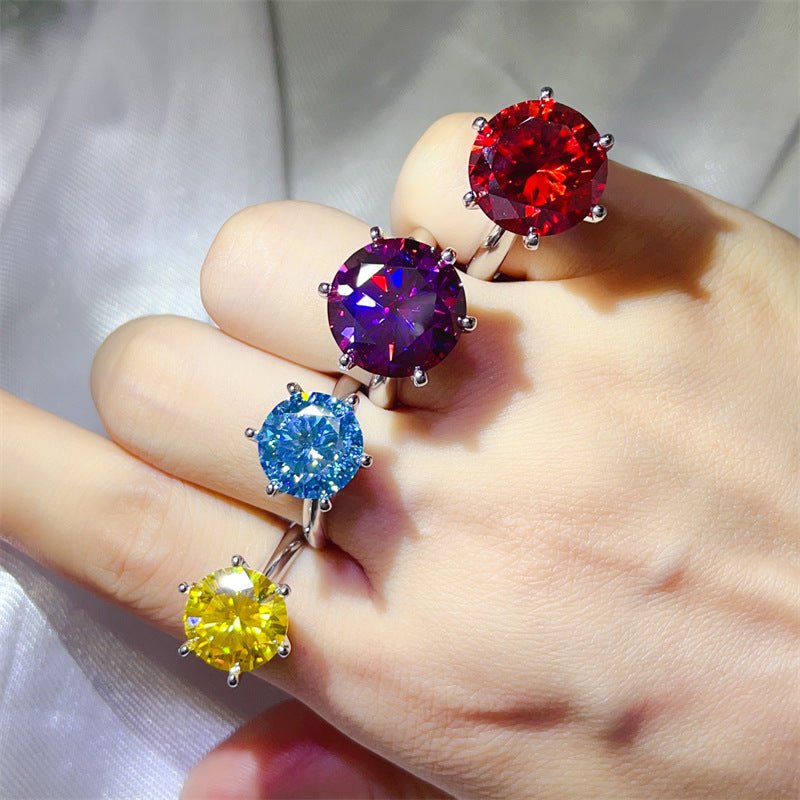 Color Moissanite Ring for Women, 5 Carat & 10 Carat Round Solitaire Engagement Ring – view 1
