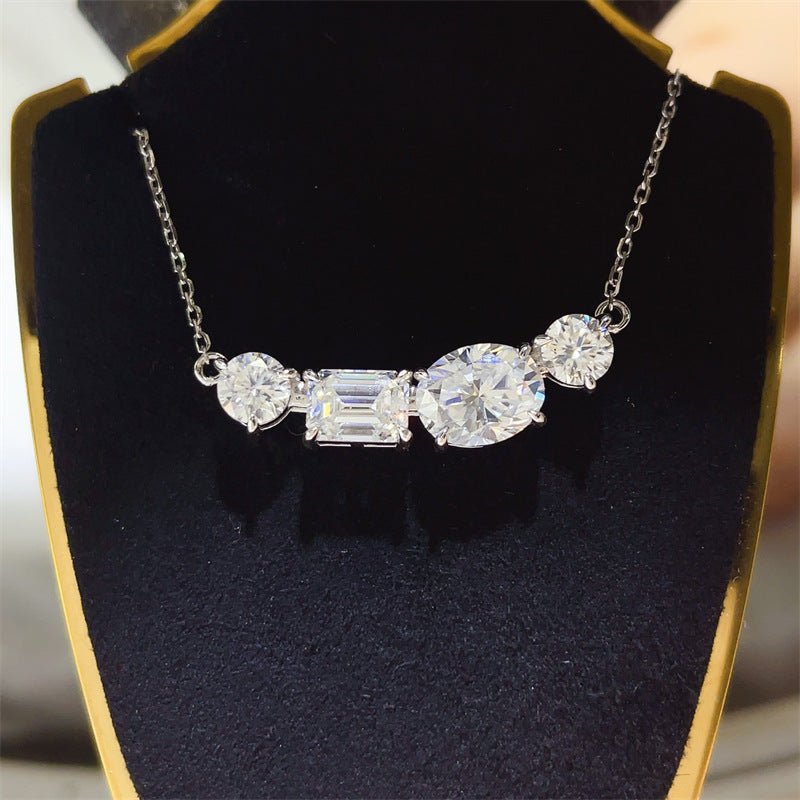 4 Carat Moissanite Necklace in 925 Silver, U Shape Multi Stone Pendant Chain for Women – view 1