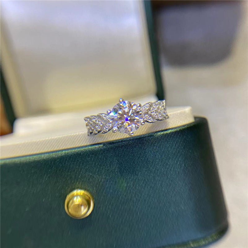 1 Carat Moissanite Floral Ring for Women, Leaf Halo Style, Sizes 8-19 – view 1