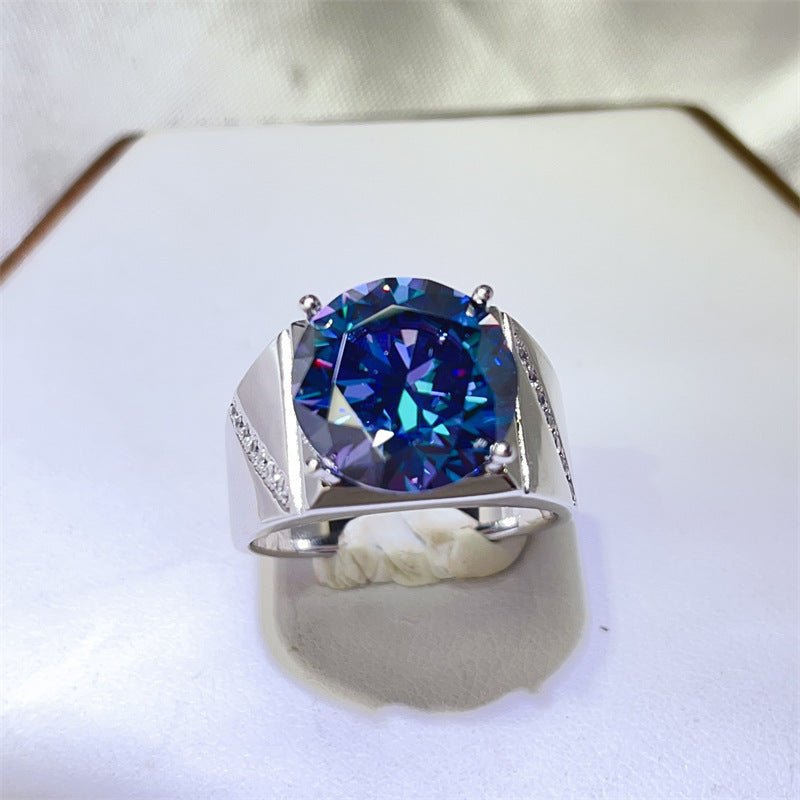 Men's Blue Moissanite Statement Ring – image 2