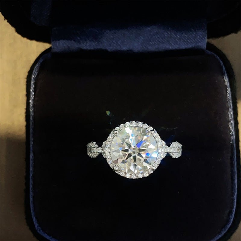 Moissanite Halo Ring for Women, Round Center Engagement Ring, 2CT/3CT, Sizes 8-20 – view 1