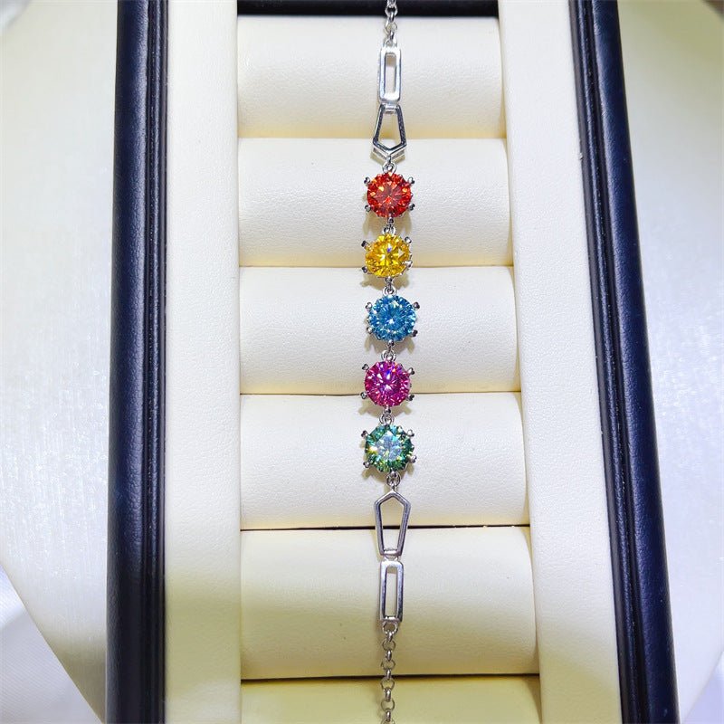 Colorful Snowflake-Link Moissanite Tennis Bracelet – image 1