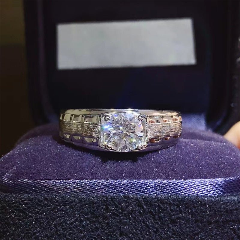 Men's Round Moissanite U-Shape Ring – image 2