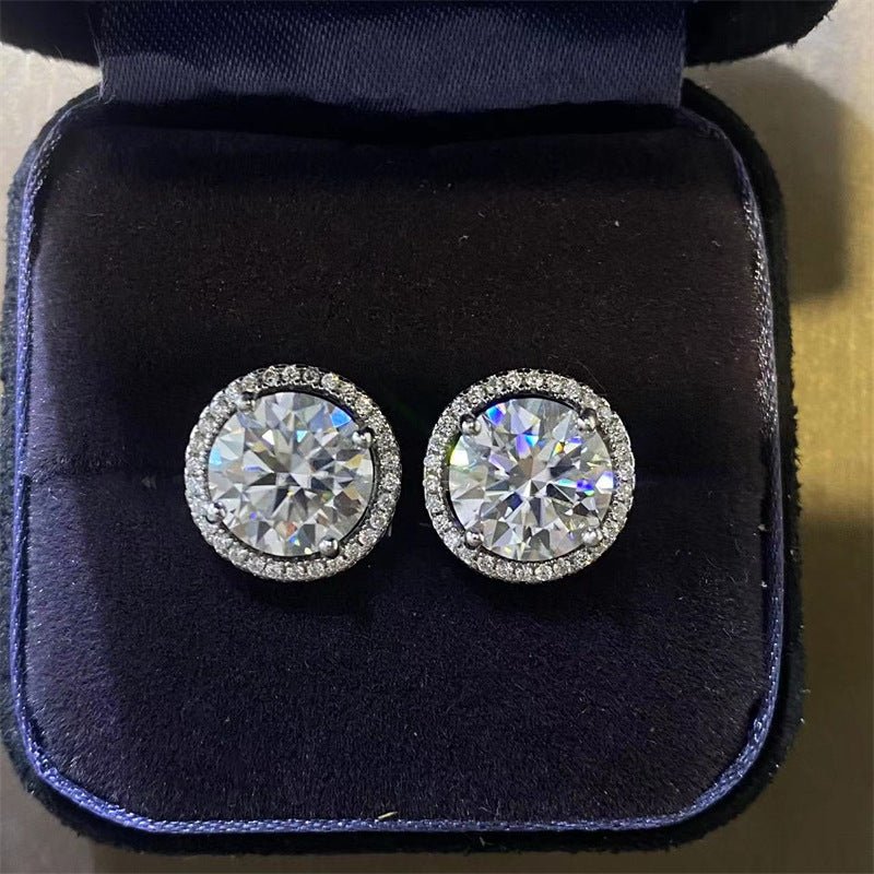 Round Moissanite Halo Stud Earrings – image 1