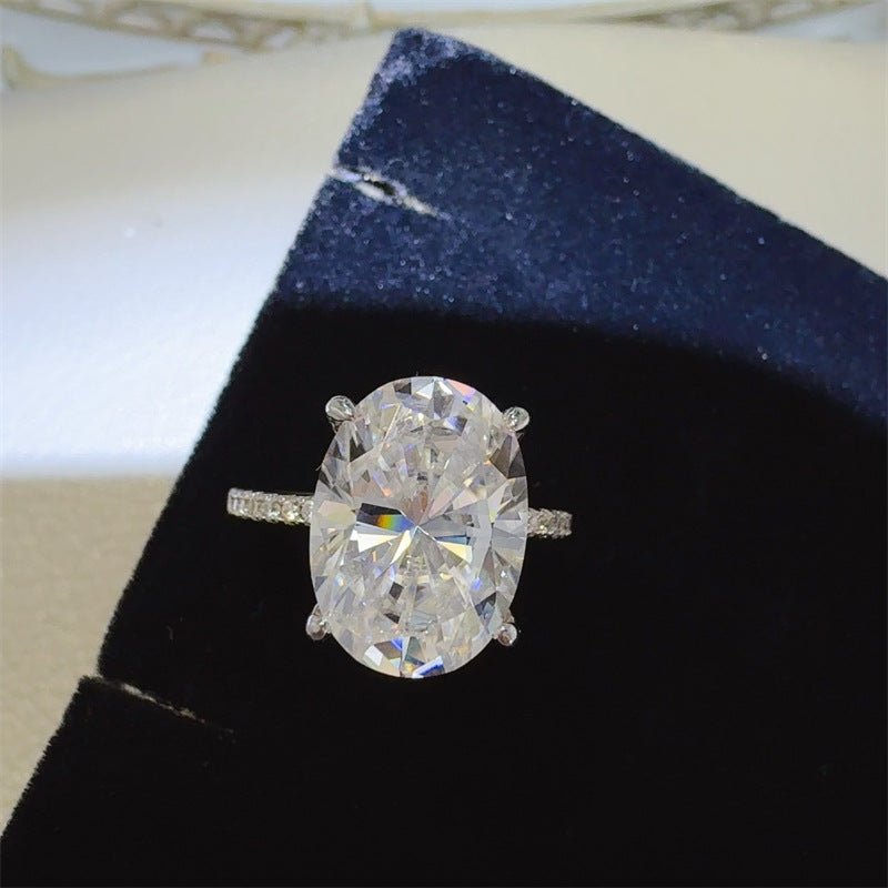 8 Carat Oval Cut Moissanite Ring for Women, Pavé Band Engagement Ring – view 1