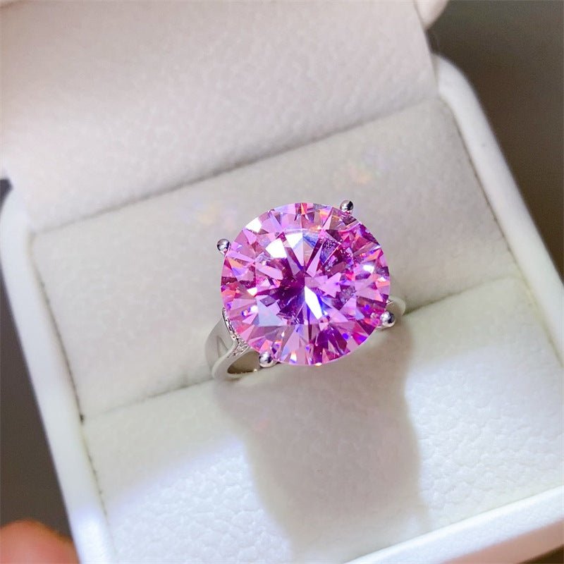 Pink Moissanite Ring for Women, Round Solitaire Engagement Ring, Crown Style Promise or Wedding Ring – view 1
