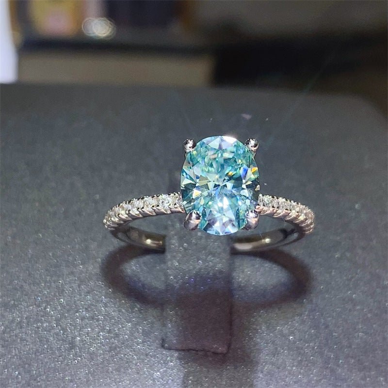 Oval Green Moissanite Ring for Women, 1 Carat or 2 Carat Promise Engagement Ring – view 1