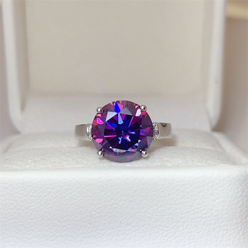 Purple Moissanite Ring for Women, Round Four-Prong Solitaire Engagement Ring, 1 Carat 2 Carat 3 Carat 5 Carat – view 1