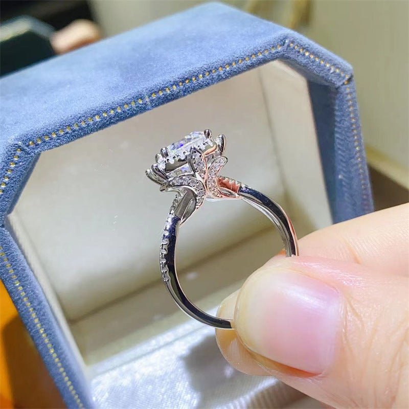 Floral Moissanite Halo Ring — view 1