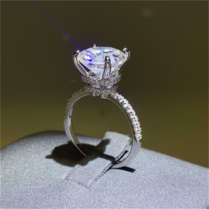 5 Carat Moissanite Ring for Women, D Color Hidden Halo Engagement Ring – view 2