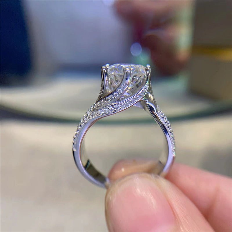 Moissanite Ring for Women, Adjustable Open 3 Carat & 5 Carat Pavé Engagement Promise Ring – view 2