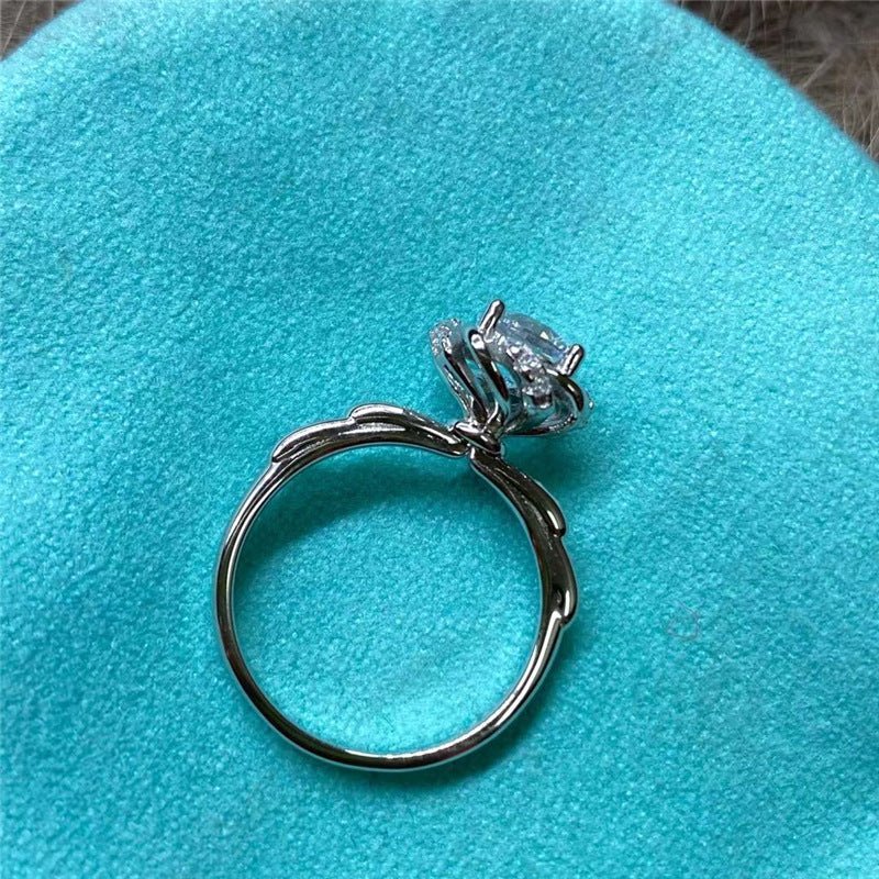 Moissanite Ring, Sculpted 3D Decorative Top, Polished Gift Ring for Women – view 2