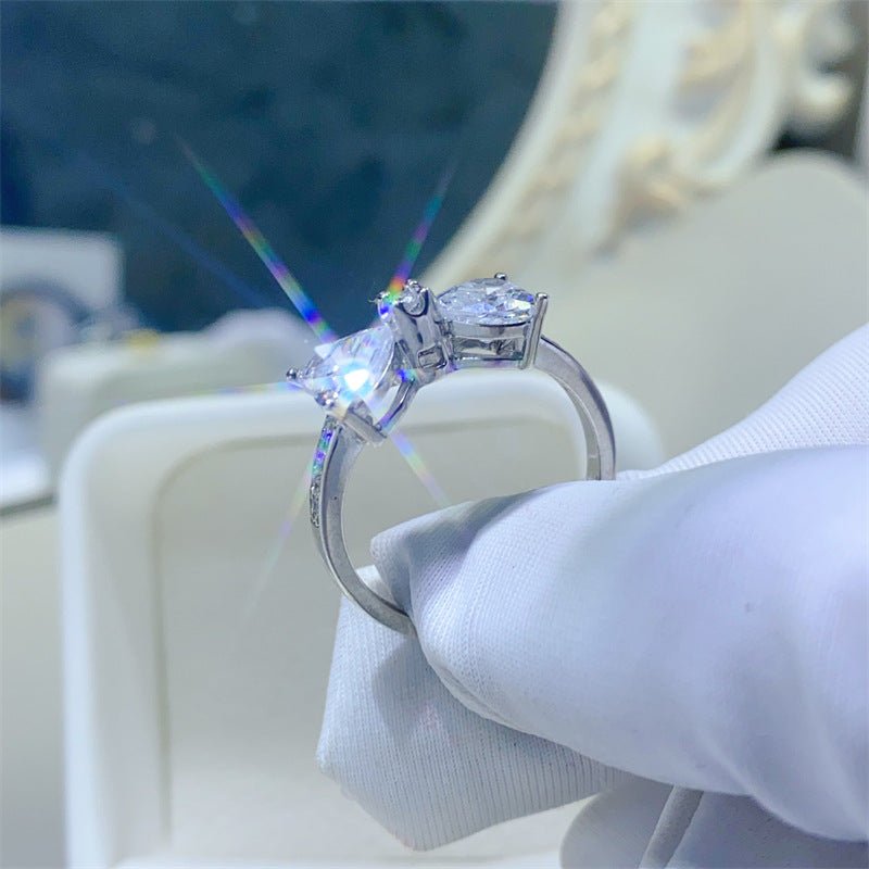 Bow Heart Moissanite Ring for Women, 2 Carat Double Heart Promise Ring – view 2