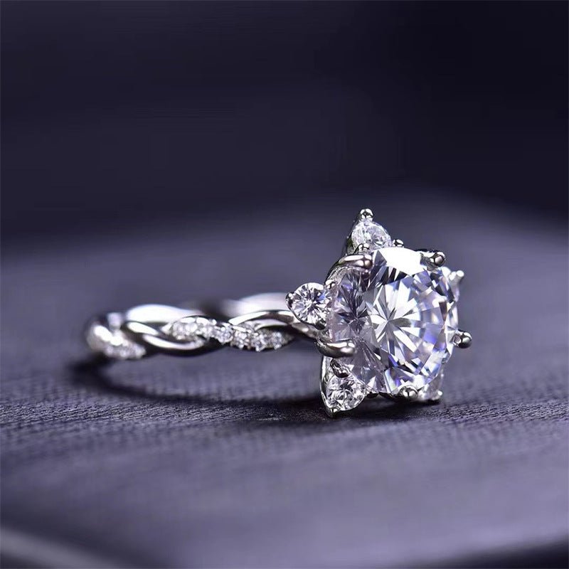 3 Carat Moissanite Floral Ring for Women, Twisted Band, Sizes 9-19 – view 2