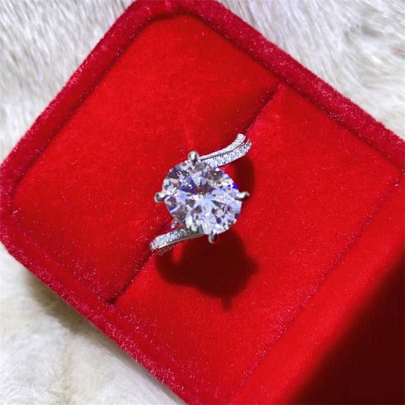 Oval 3 Carat Moissanite Ring for Women, Split Shank Engagement Ring, Size 9-19 – view 2