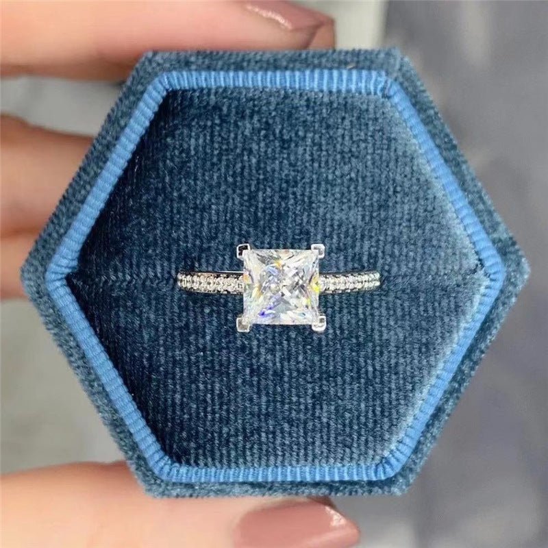Princess Cut Moissanite Ring, Adjustable Open Solitaire Engagement Ring, 1CT or 2CT – view 2