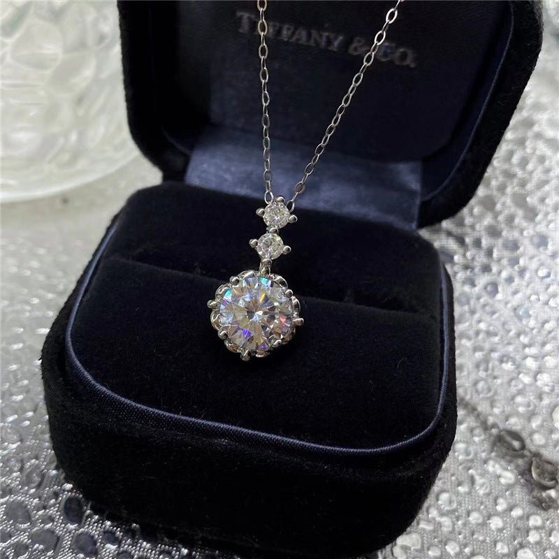 Moissanite Pendant Necklace, Round Cut Sparkle Pendant, 1ct 2ct Options – view 2