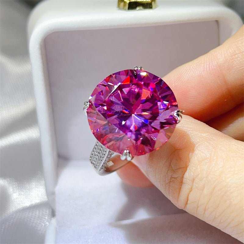 Pink Moissanite Halo Ring for Women, Oversized Geometric Statement Engagement Ring – view 2