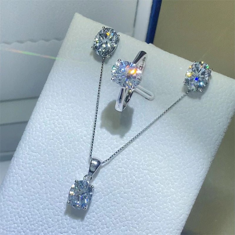 Oval Moissanite Ring, Stud Earrings & Pendant Jewelry Collection – view 1