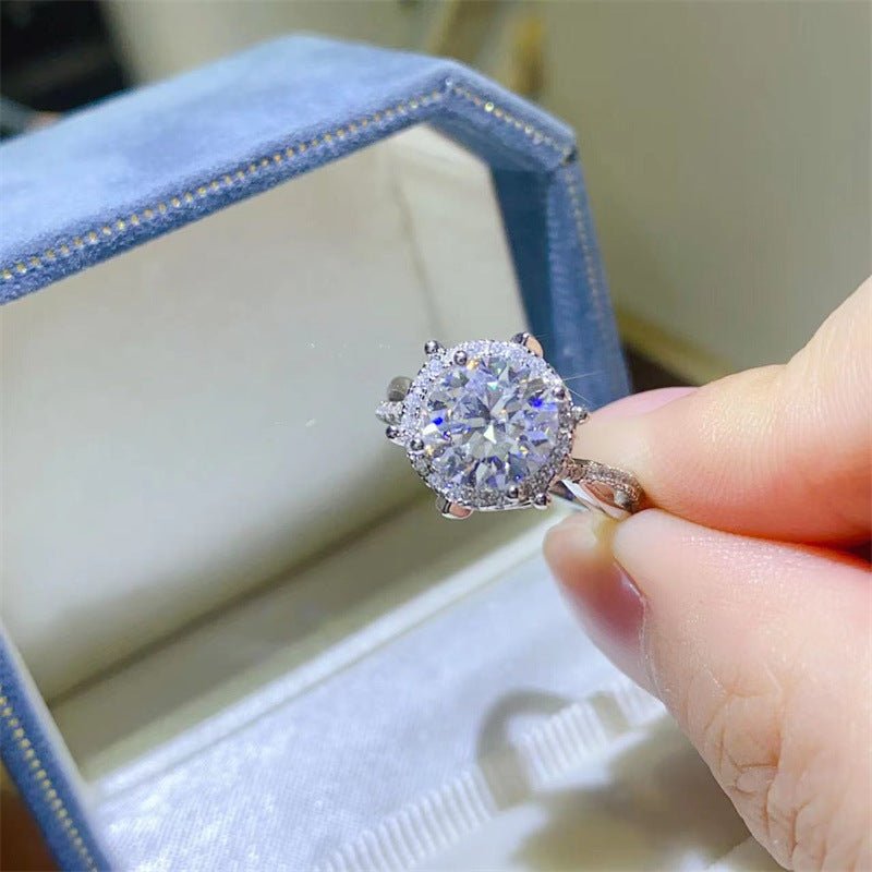 Floral Moissanite Halo Ring — view 2