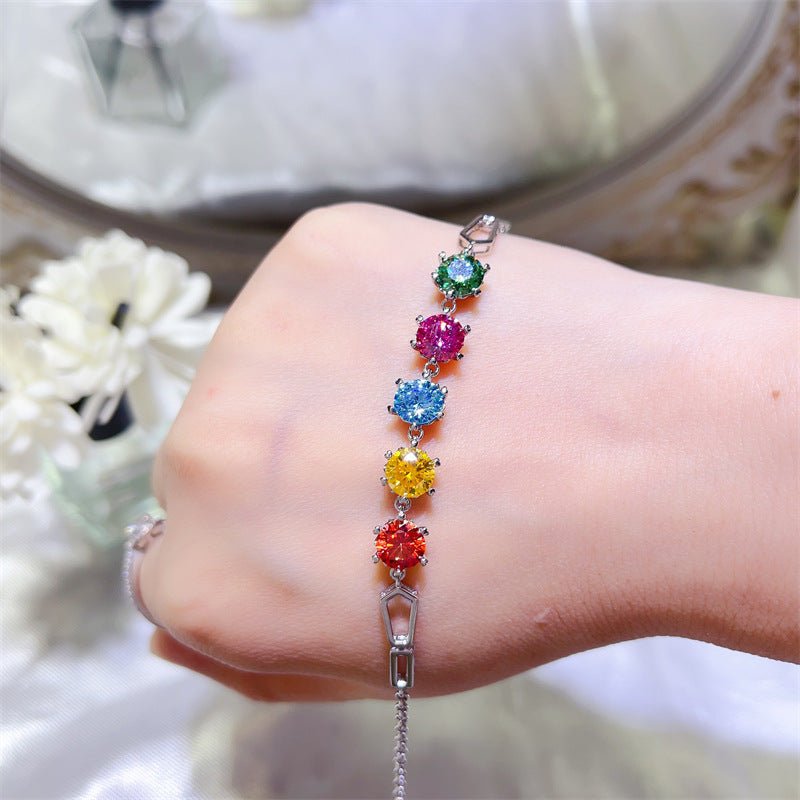 Colorful Snowflake-Link Moissanite Tennis Bracelet – image 2