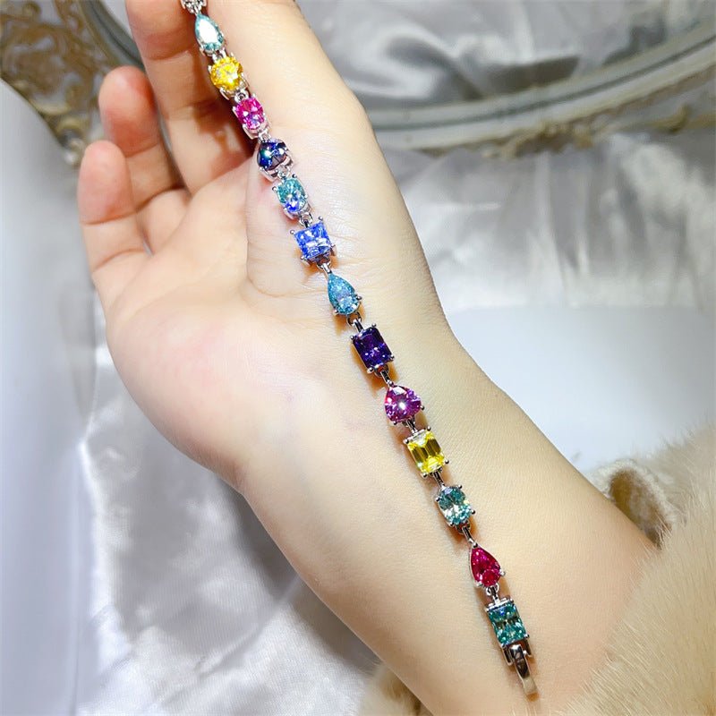 Colorful Irregular Stone Tennis Bracelet for Women, Full Link Bracelet in 16cm 17cm 18cm – view 2