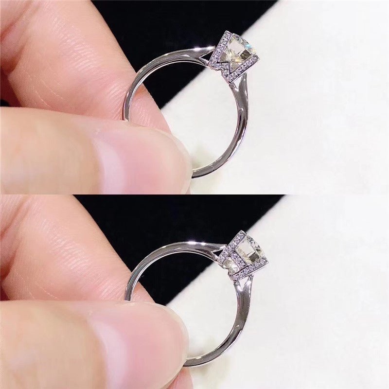 Moissanite Ring for Women, 1 Carat Solitaire Engagement Ring, Polished Promise Ring with Sculpted Pleated Setting – view 2
